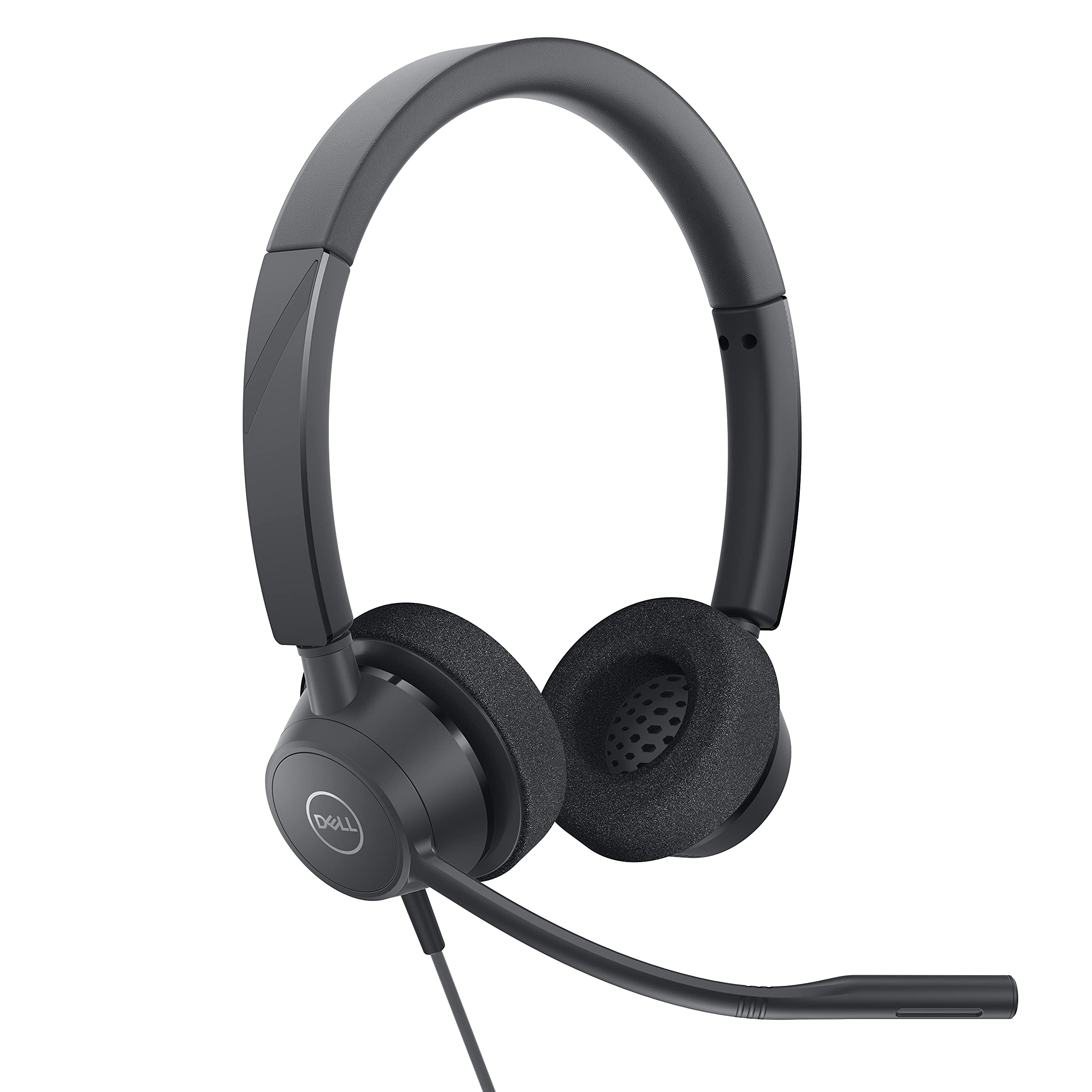 Dell WH3022 Pro Stereo Headset with Noise Cancelling - Black Computer Headphones for Office, Gaming & Online Meetings | Comfortable Over-Ear Design with Mic for PC, Laptop & Mobile Devices