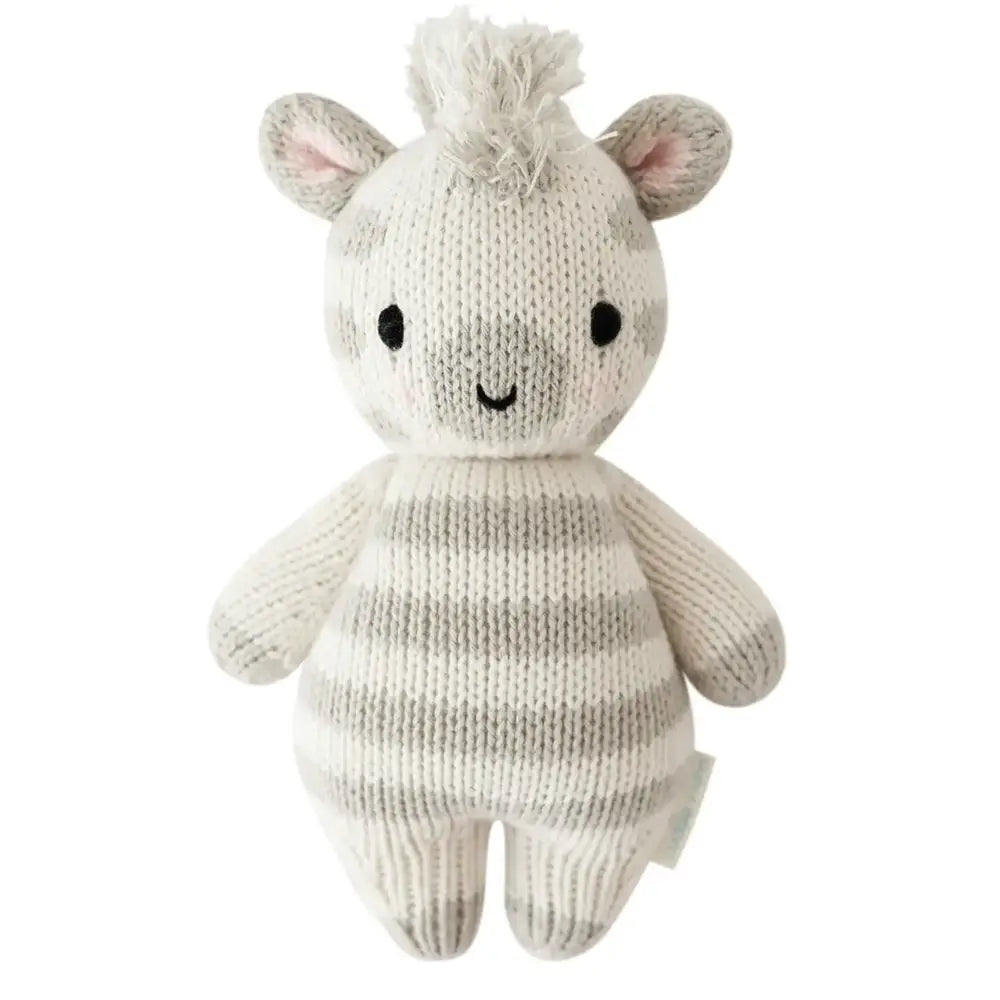Cuddle + Kind Handmade Organic Cotton Baby Zebra Plush Toy - Soft & Safe Stuffed Animal for Newborns, Toddlers & Kids | Perfect for Nursery Decor, Baby Shower Gifts & Cuddling Comfort