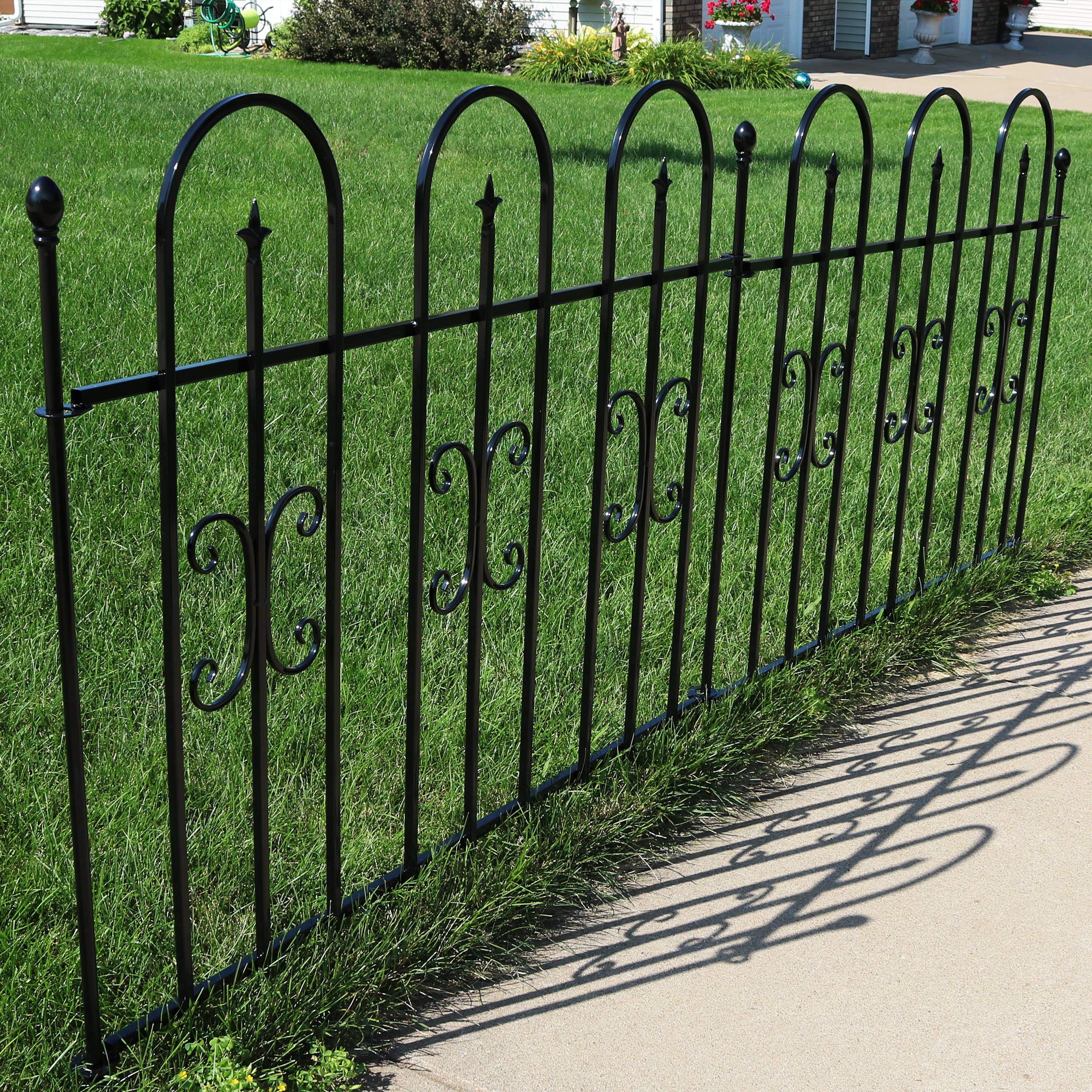 Sunnydaze 2-Piece Decorative Finial Border Fence - 8' Overall Length - Elegant Garden Edging for Flower Beds, Pathways & Outdoor Decor