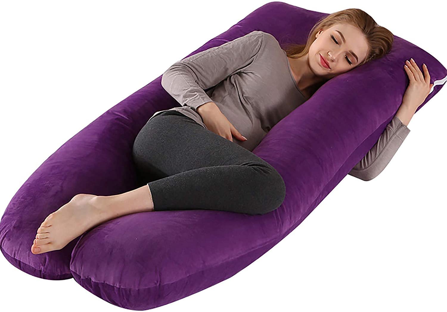 TEidea Full Body Pregnancy Pillow for Sleeping - Maternity Support Pillow for Back, Hips & Legs Relief - Comfortable Nursing & Feeding Pillow for Pregnant Women (Purple) - Perfect for Side Sleeping, Pregnancy Comfort & Postpartum Recovery