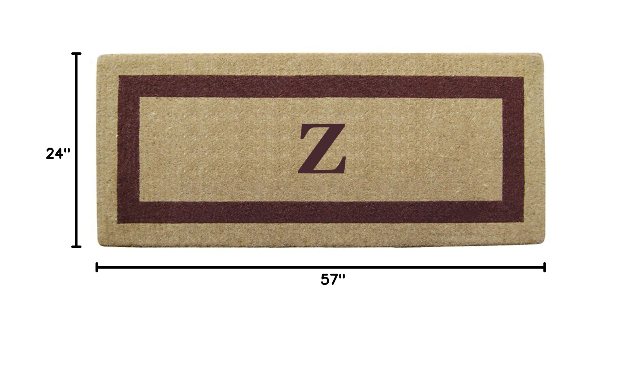 Personalized Monogram Z Coir Door Mat - Heavy Duty Natural Coco Fiber Welcome Mat, Handcrafted Outdoor Rug with Single Picture Frame Design | Eco-Friendly, Durable Brown Doormat 24