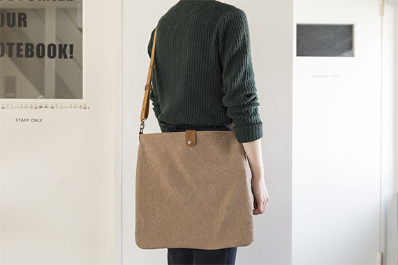 TRAVELER'S COMPANY Traveler's Factory Canvas Shoulder Bag - Medium Size Beige | Durable & Stylish Crossbody Bag for Travel, Work & Everyday Use