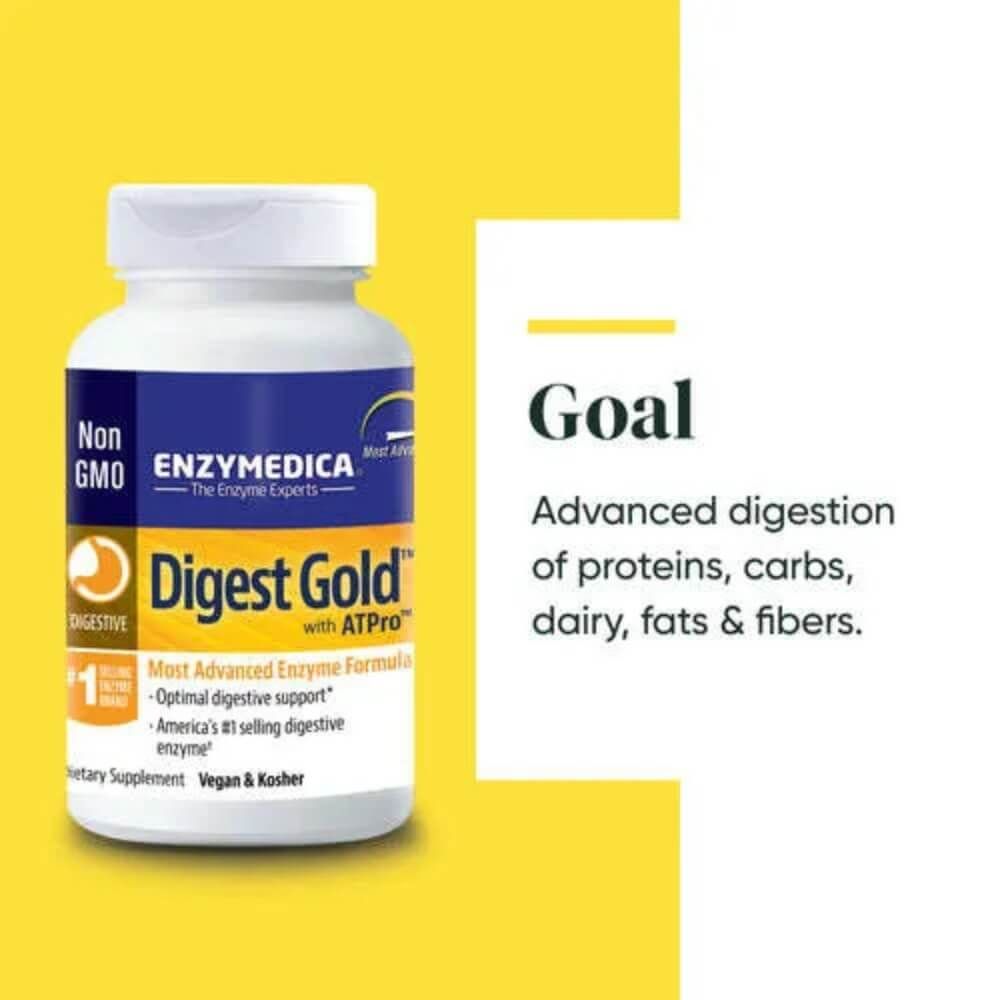 Enzymedica Digest Gold 180 Capsules - Premium Digestive Enzyme Supplement for Gut Health & Food Intolerance - Supports Digestion After Meals & Occasional Discomfort