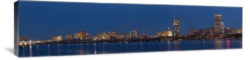 Boston MA Skyline Night View - 60x15 Inch Gallery Wrapped Canvas Wall Art - Perfect for Living Room, Bedroom or Office Decor