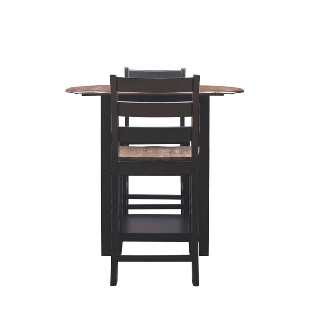 Powell Furniture Linon Cain Wood 3-Piece Dining Counter Set in Black - Perfect for Small Spaces, Breakfast Nooks & Modern Kitchens