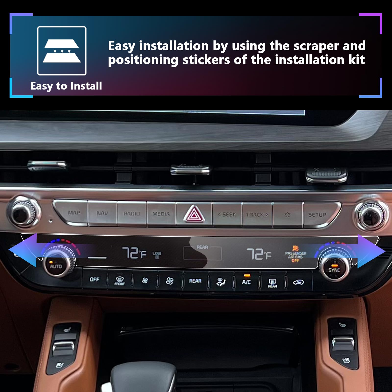 2023-2025 Kia Telluride Touchscreen AC Screen Protector [2-Pack Nano Film] - Anti-Scratch & Anti-Fingerprint for Dashboard Display - Perfect for Road Trips & Daily Commuting