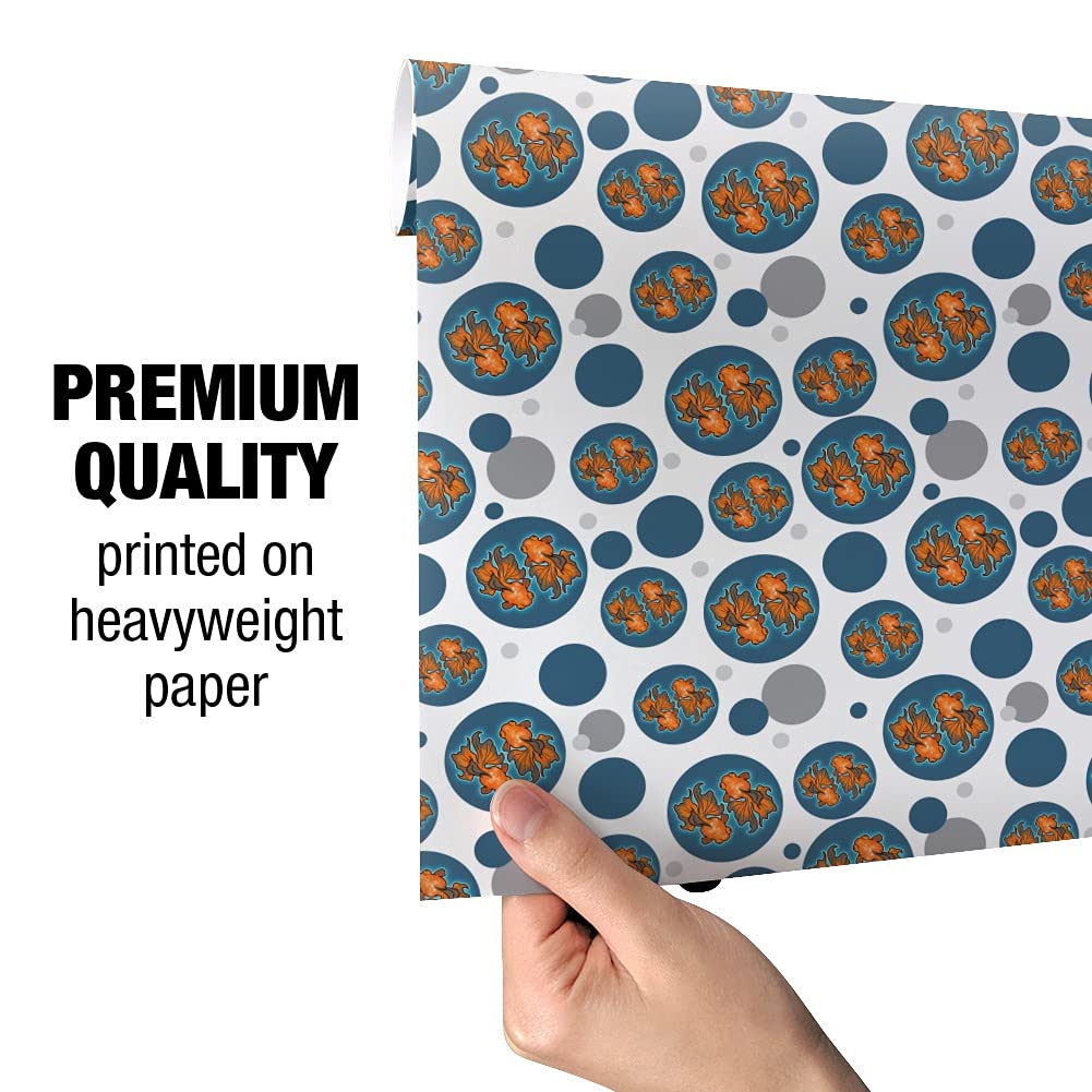 Japanese Goldfish Gift Wrap Wrapping Paper Roll - 15.7 x 118 Inch Decorative Craft Paper for Birthday, Wedding, Christmas Presents & DIY Scrapbooking