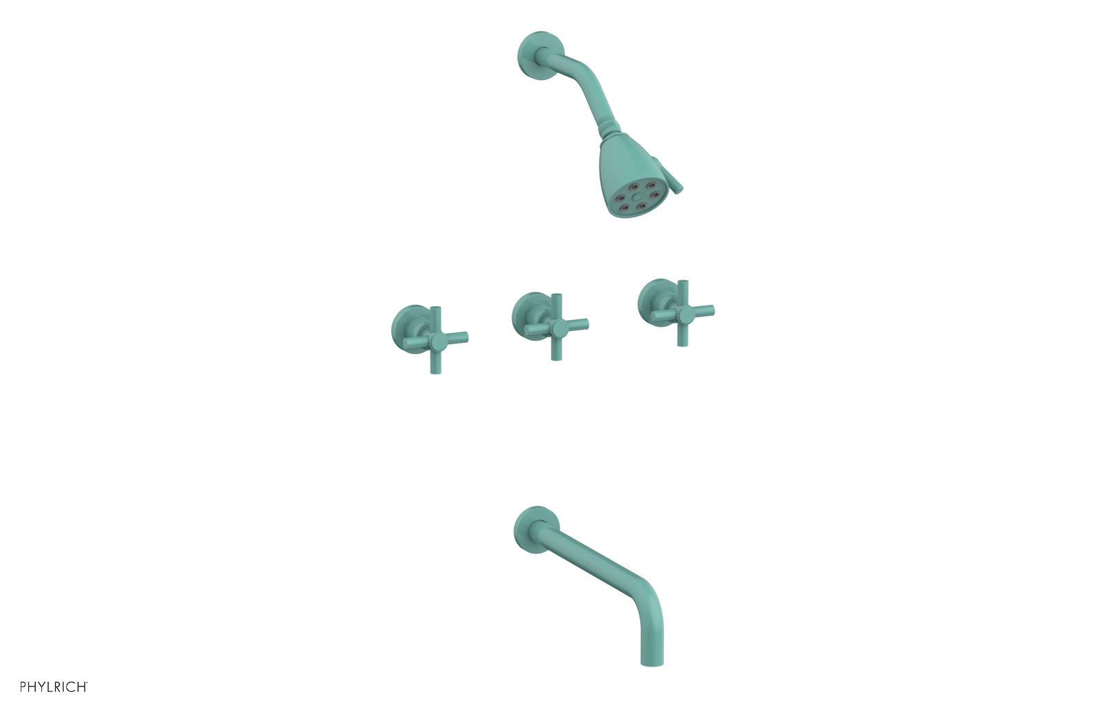 BASIC Three Handle Tub and Shower Faucet Set with 12-Inch Spout and Tubular Cross Handles (Model D2134-12) - Perfect for Bathroom Renovation and Modern Home Upgrade