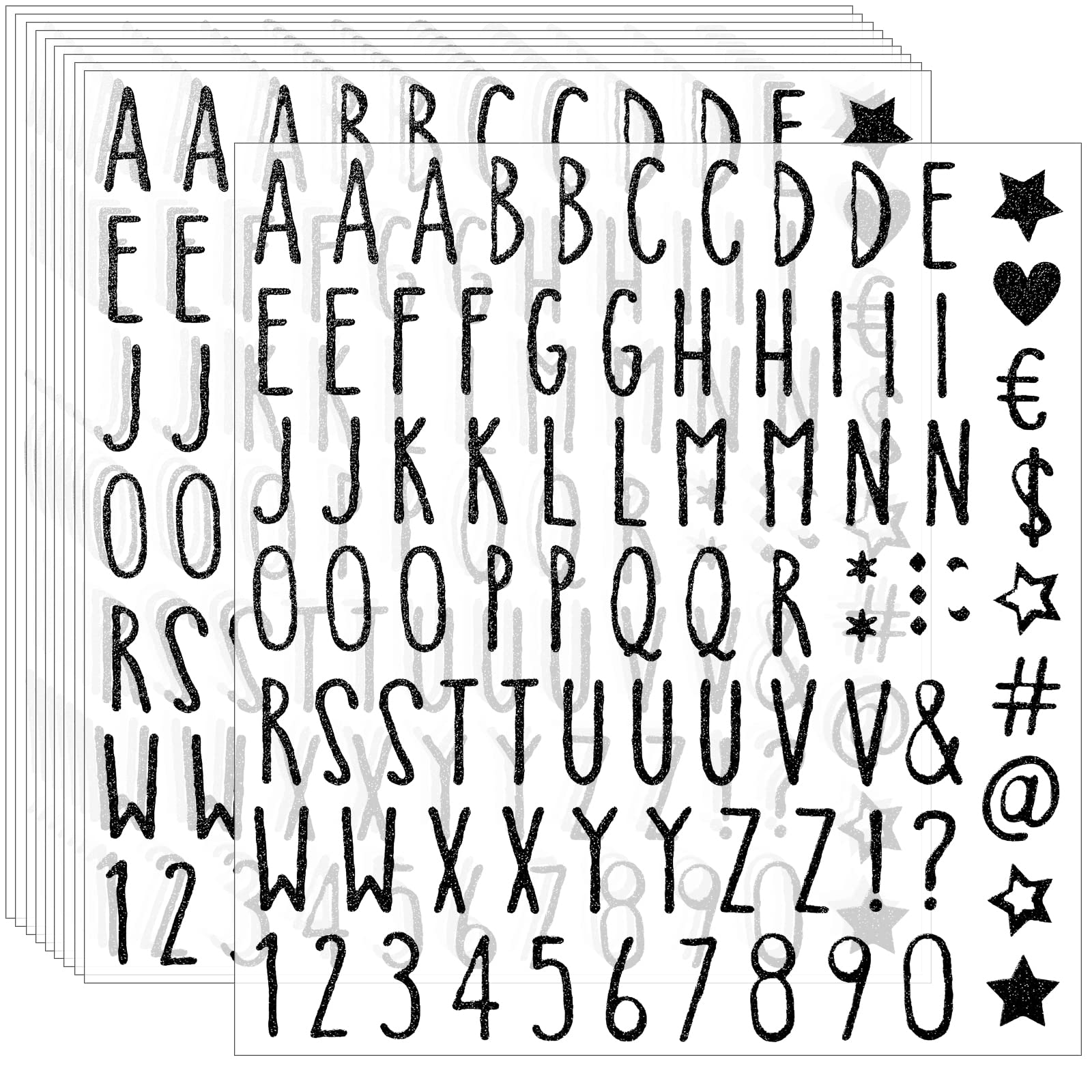 800 Pcs Glitter Alphabet Letter Stickers - Self Adhesive Number & Letter Decals for DIY Crafts, Graduation Cap Decor, Classroom Bulletin Boards, Business Signs, Address Markers - Black Sparkle Letters (Perfect for Scrapbooking, Party Decorations & Home Organization)