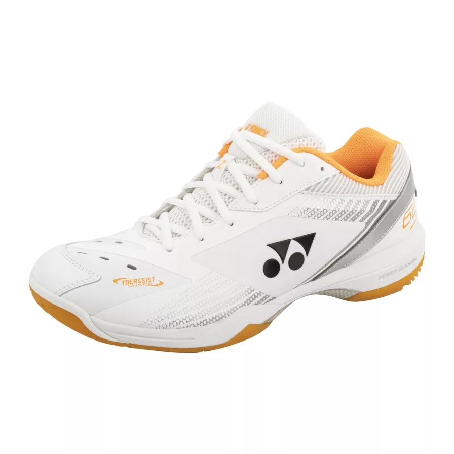 Yonex Power Cushion PC 65Z3 Wide Badminton Shoes for Men & Women - White/Orange - Professional Court Performance for Badminton & Indoor Sports