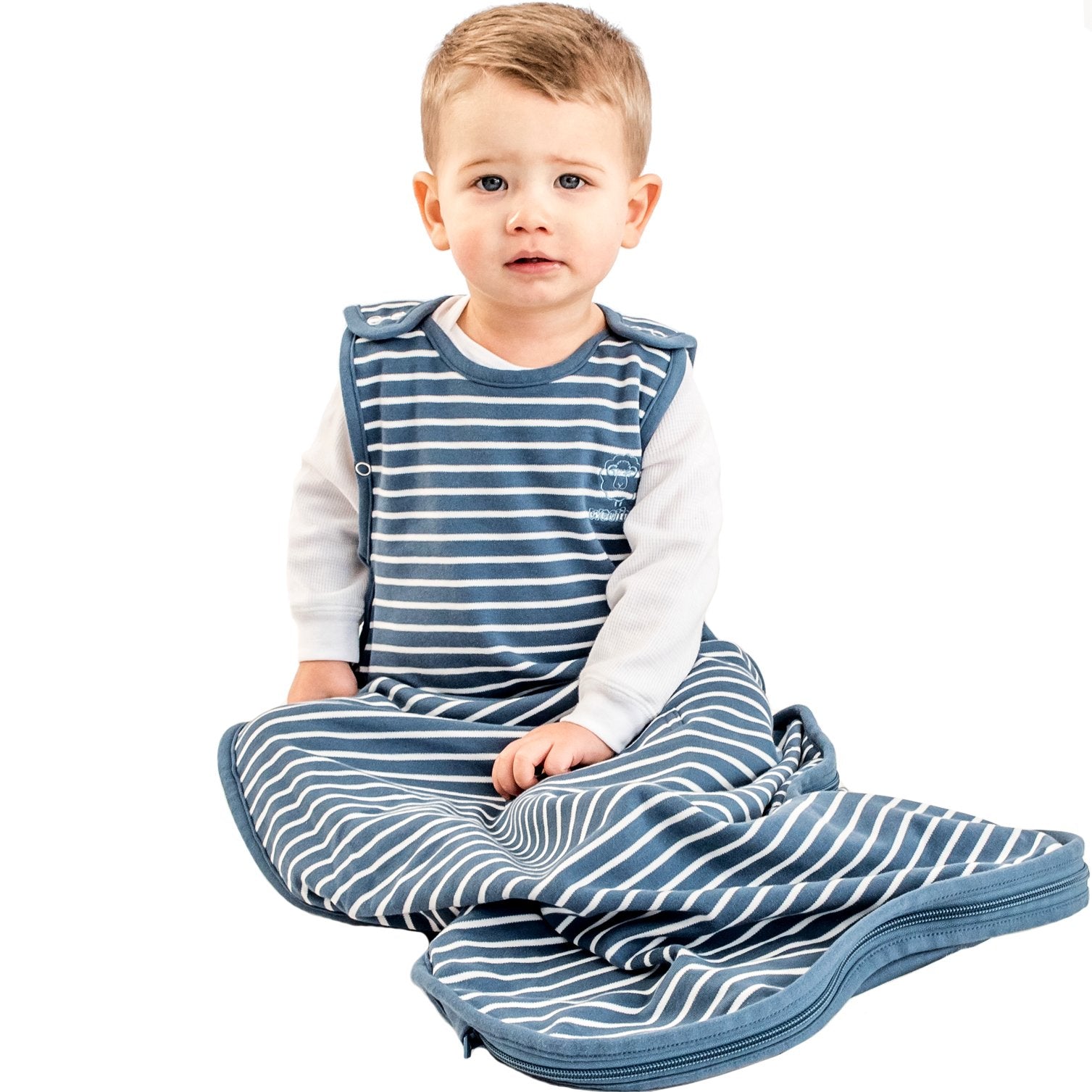 4 Season Ultimate Toddler Sleep Bag - Merino Wool & Organic Cotton Baby Sleeping Sack for 2-4 Years Old - Navy Blue - Perfect for Nursery, Daycare & Travel