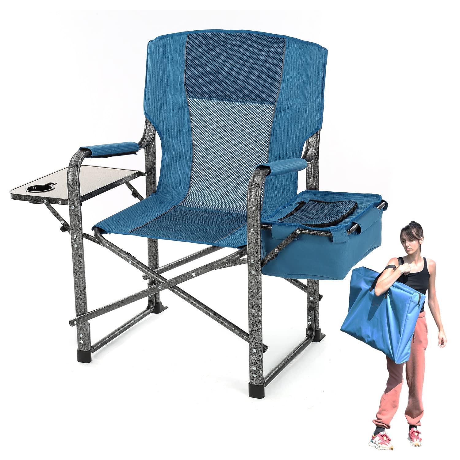 ARROWHEAD Folding Director’s Chair with Cooler & Side Table - 450lbs Capacity, Portable for Camping & Outdoor Events