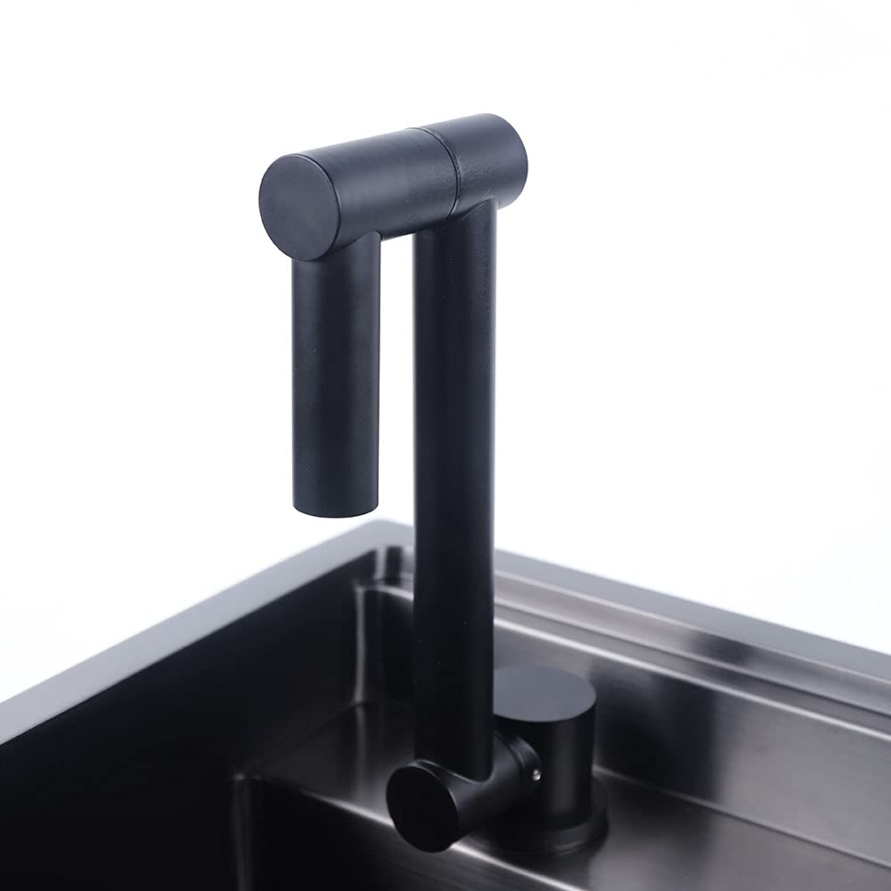 TFCFL 15.28 x 13.7 Inch Stainless Steel Black Drop-in Kitchen Sink with Faucet, Single Bowl with Cover, Perfect for Modern Small Kitchens and Compact Spaces