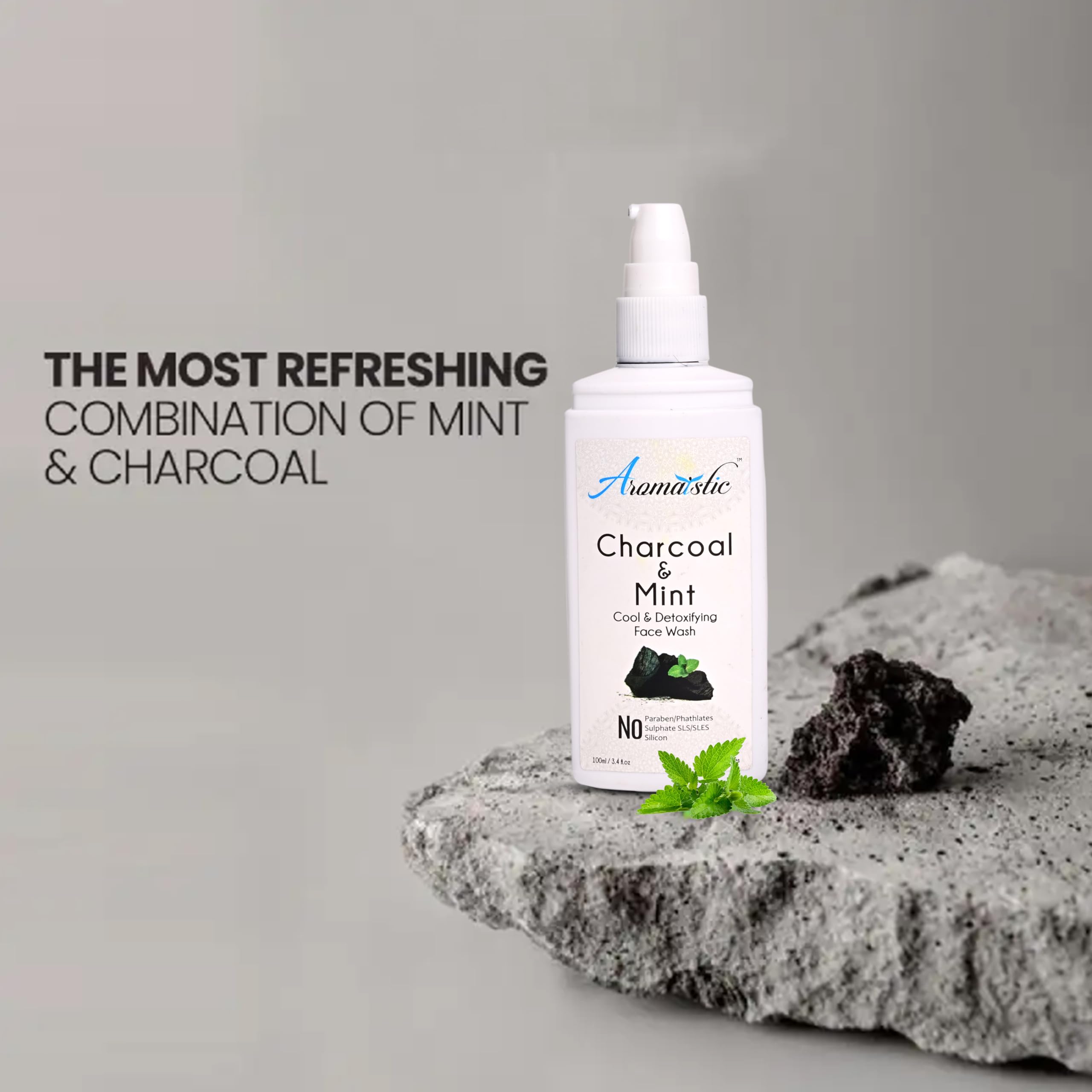 Natural Charcoal & Mint Face Wash for Men & Women - Deep Cleansing, Exfoliating, Aromatherapy | Paraben & Sulfate Free, Pollution Defense | 100ml | Perfect for Daily Skincare & Post-Workout Refreshment