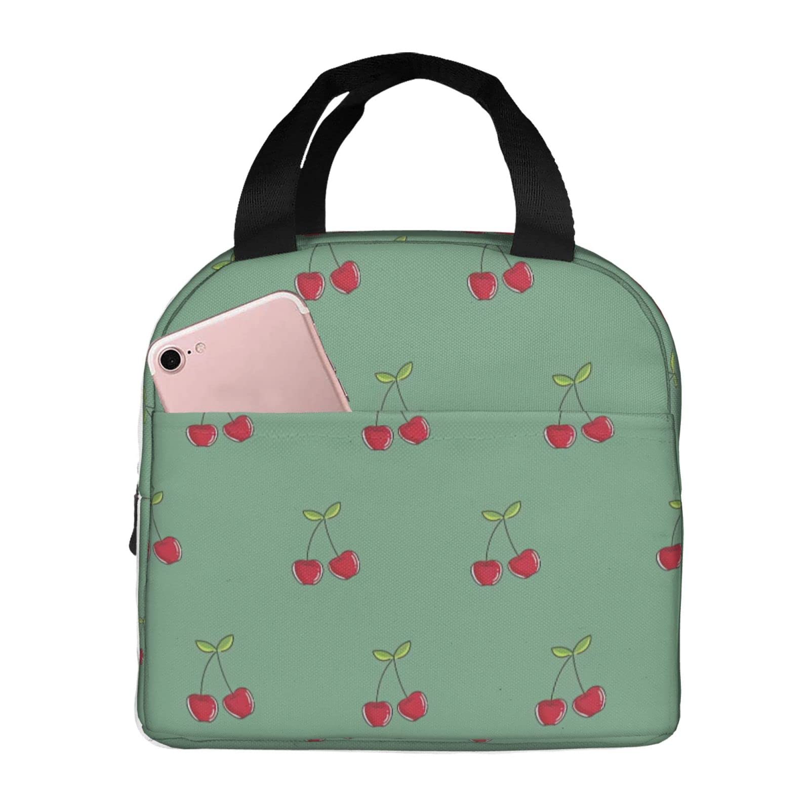 SXIKON Insulated Lunch Bag for Women & Teens - Cute Cherry Print Thermal Lunch Box Cooler for Office, School, Picnic - Perfect for Work, Travel & Outdoor Activities - One Size
