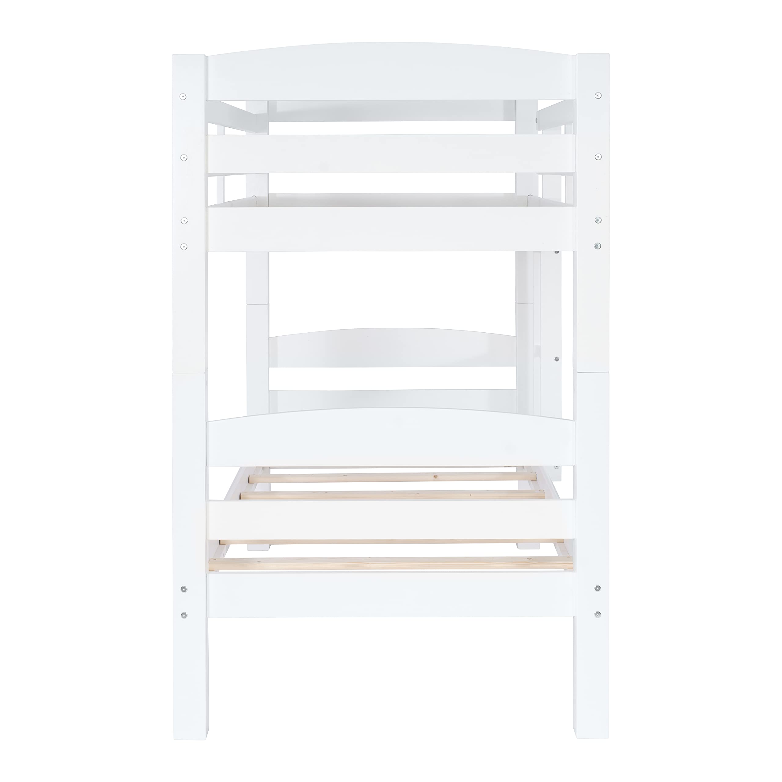 Powell Levi White Twin Over Twin Bunk Bed - Space Saving Kids Bedroom Furniture for Siblings or Sleepovers | Sturdy Wooden Bunk Beds for Small Rooms & Shared Bedrooms