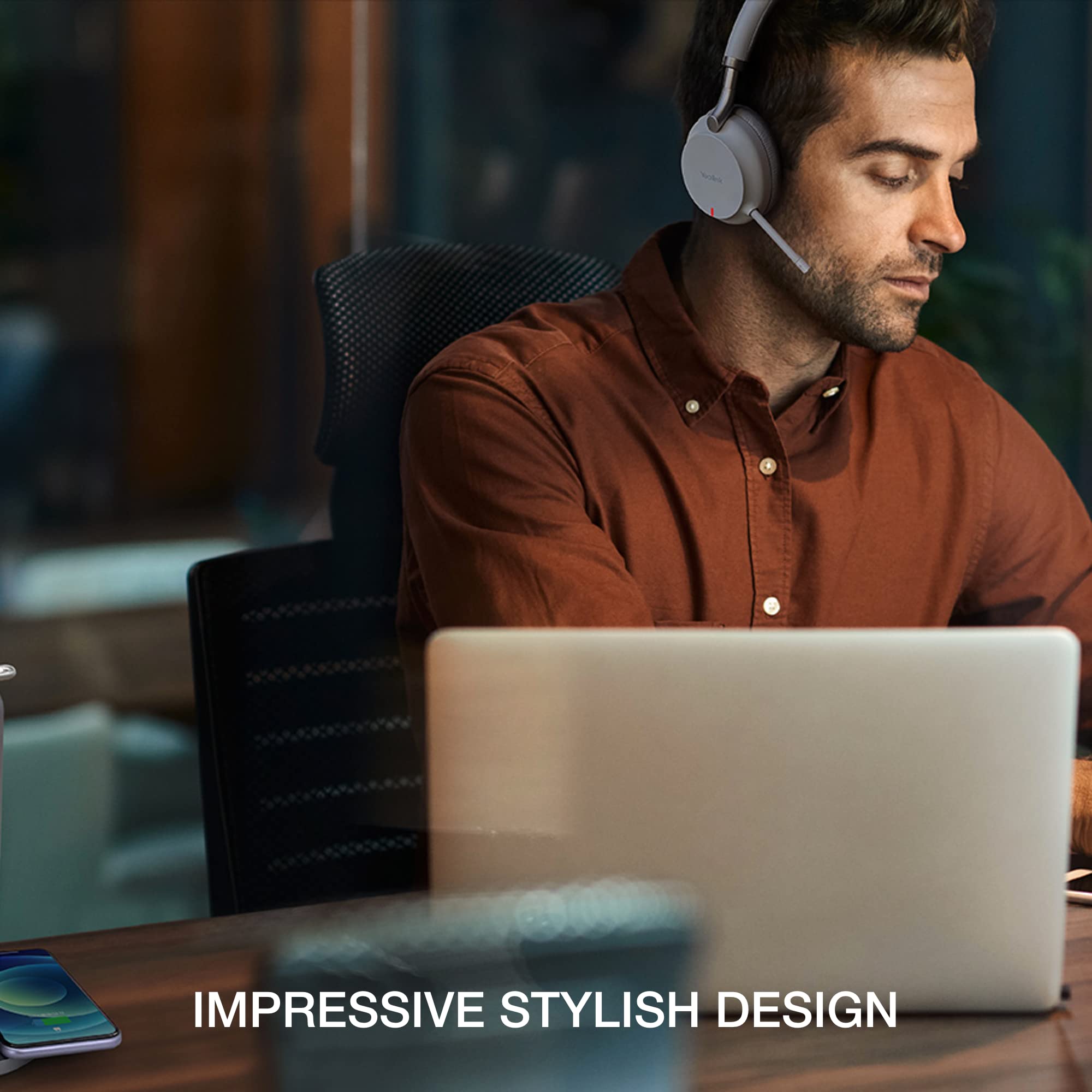 Yealink BH72 Wireless Bluetooth Headset with Charging Stand - USB-A (Grey) | Noise Cancelling Office Headset for Zoom/Teams Calls | Includes GTW Bundle & Microfiber Cloth | Perfect for Remote Work & Home Office Use