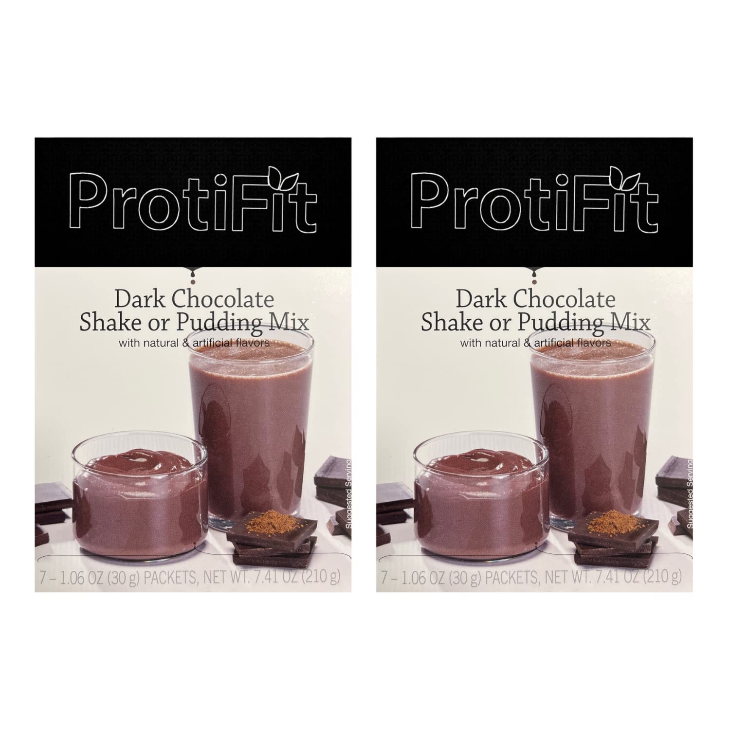 High Protein Dark Chocolate Pudding & Shake Mix 2 Pack - 15g Protein, Low Calorie, Low Fat, Low Carb, Aspartame Free, Keto Friendly - Ideal for Meal Replacement, Post-Workout Recovery & Healthy Snacking (7 Servings Per Box)