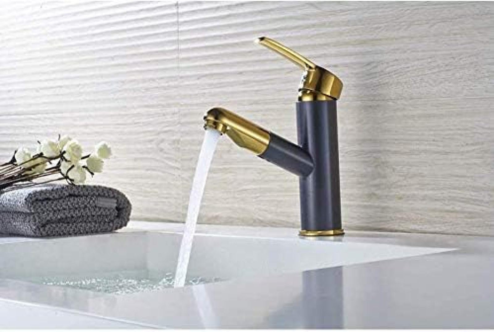 CRJUS Modern Single Handle Kitchen Sink Faucet - Brushed Brass Finish, Single Hole Deck Mount, Hot & Cold Water Mixer - Perfect for Contemporary Bathrooms & Kitchens