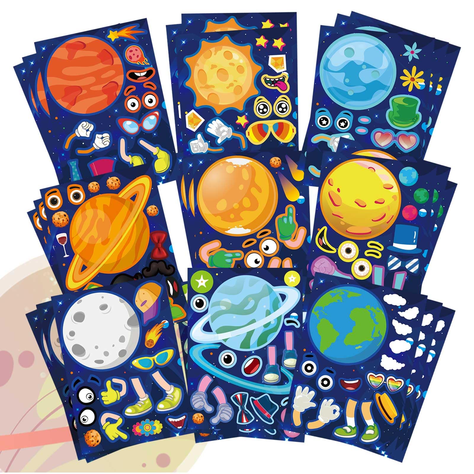 27 Sheets DIY Space Planet Stickers for Kids - Easy Peel & Stick Solar System Stickers, 9 Planets Educational Sticker Set for Birthday Party Favors, Classroom Activities & Room Decor