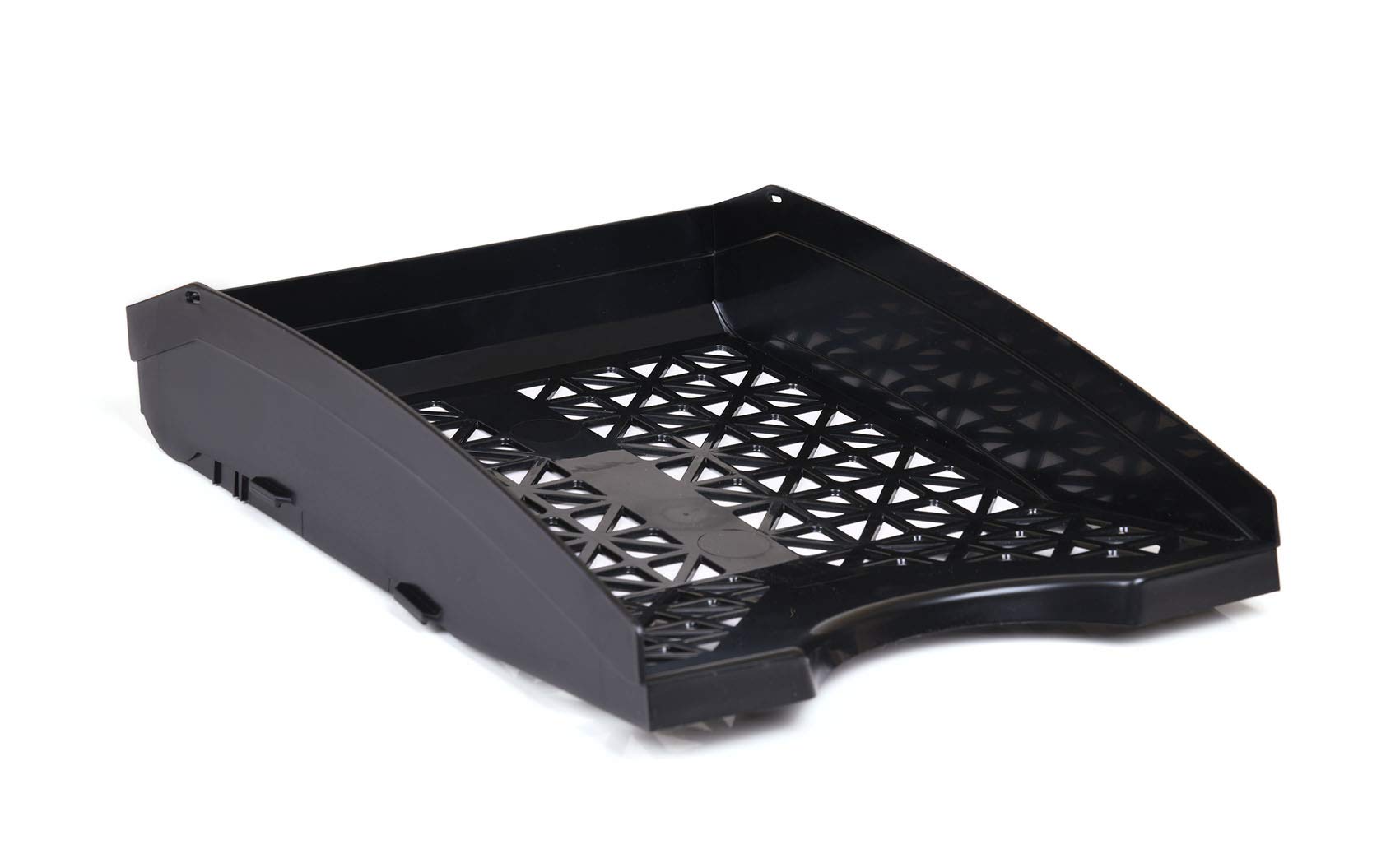 Mintra Office Plastic 2-Pack Letter Tray Organizer - Black - Perfect for Desk Organization, Mail Sorting, and Paper Storage in Home or Office