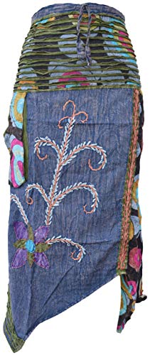 Bohemian Cotton Stonewashed Embroidered Maxi Skirt for Women | Hippie Style Flowy Summer Skirt | Perfect for Music Festivals, Beach Vacations & Casual Outings