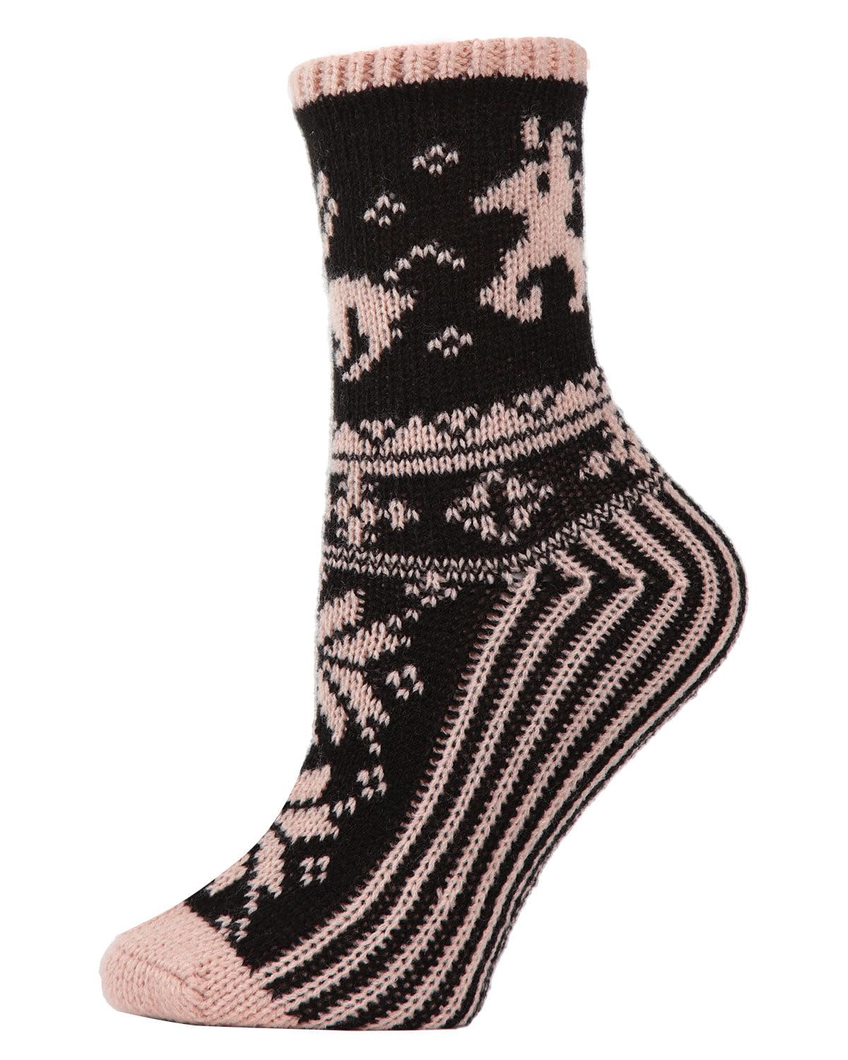 MeMoi Women's Embroidered Reindeer Christmas Sweater Knit Crew Socks - Cozy Holiday Socks for Winter, Xmas Party & Gift Giving