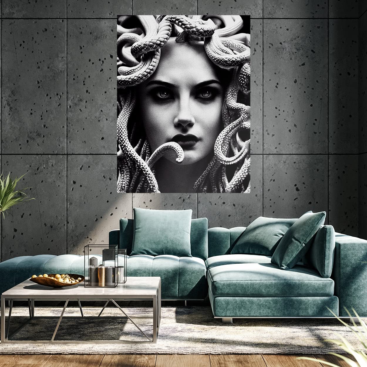 Greek Mythology Medusa Canvas Art - 12x16 Inch Wall Decor Painting, Mythical Creature Poster for Living Room, Bedroom & Office Decor