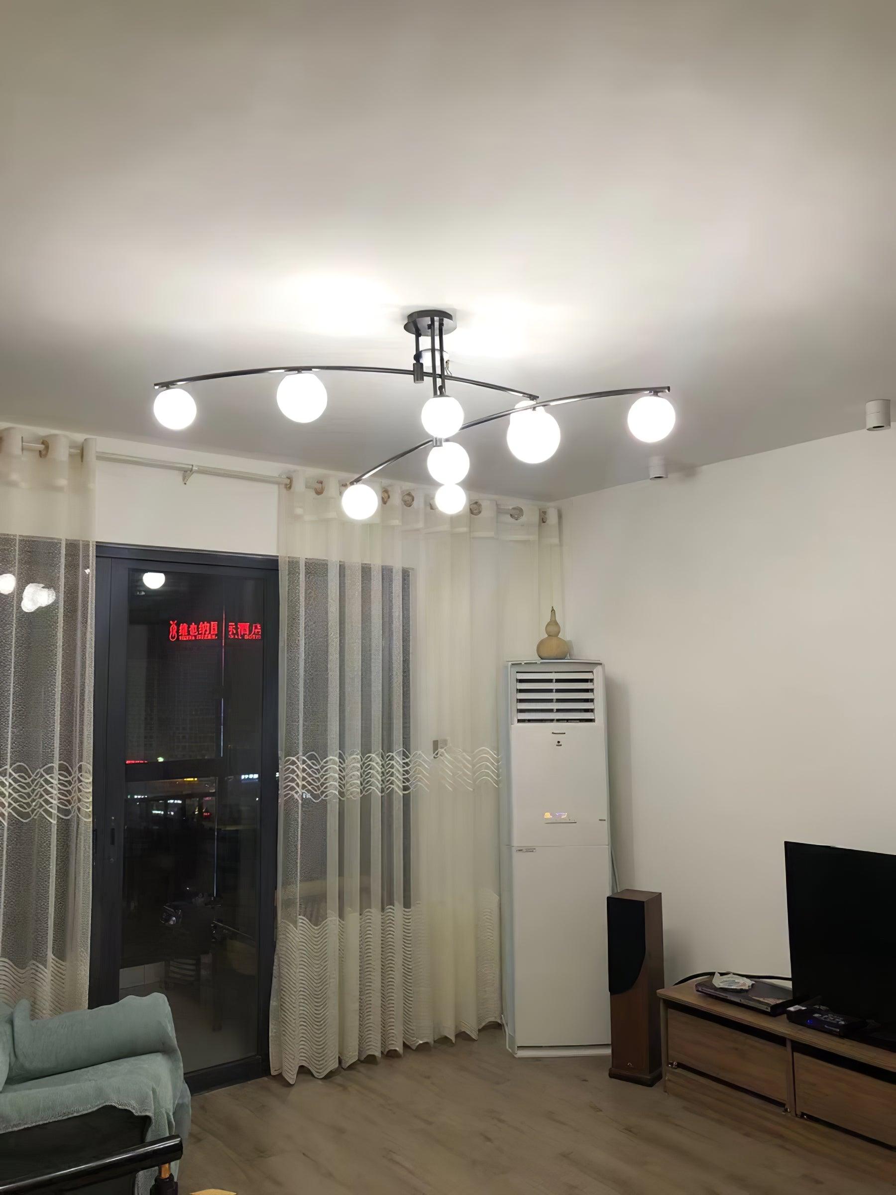 Modern Long Arm Chandelier - Elegant Crystal Ceiling Light Fixture for Dining Room, Living Room & Bedroom | Energy Efficient LED Lighting for Home Decor