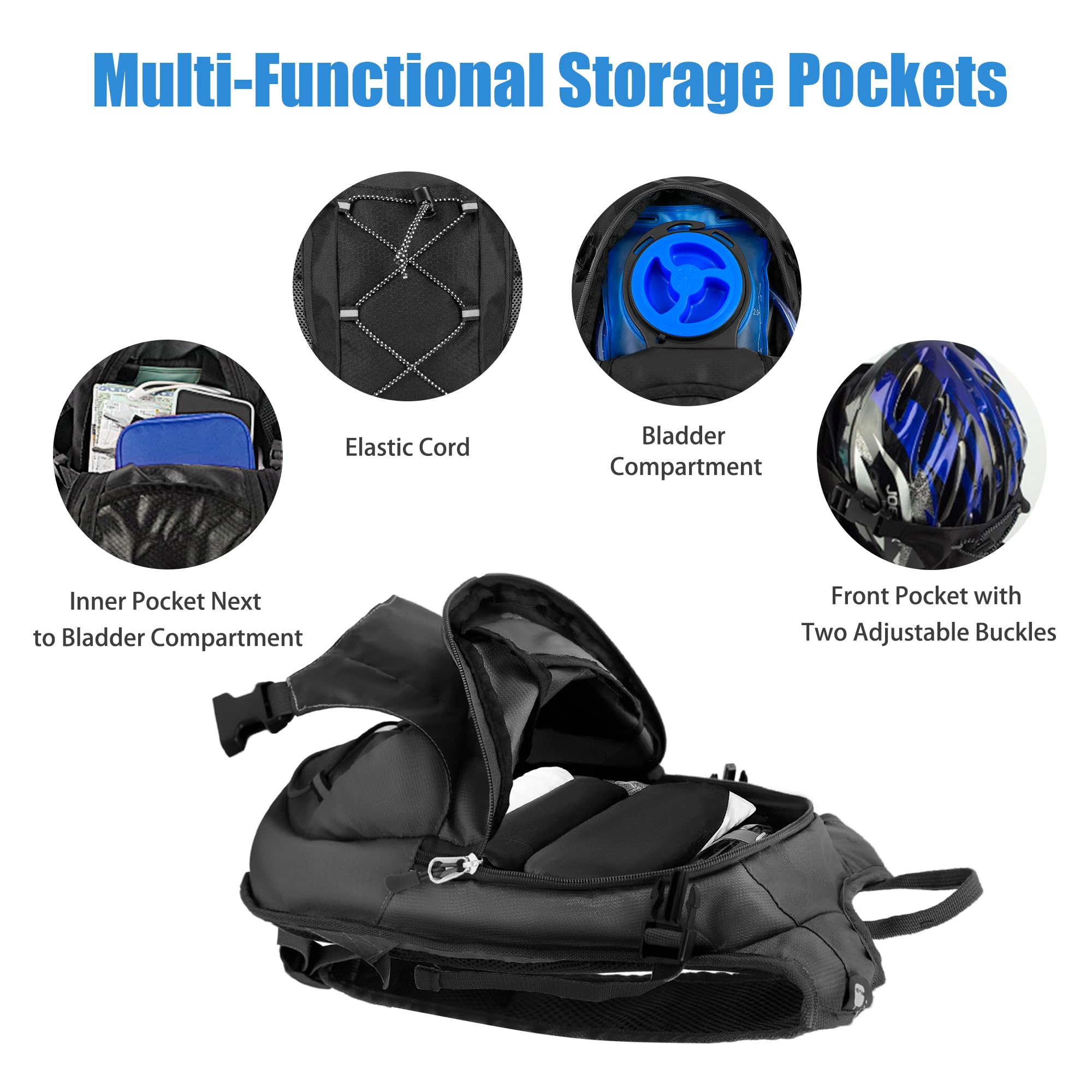 Zavothy 2L Hydration Backpack with Leak-Proof Bladder - Lightweight Water Pack for Running, Cycling, Hiking & Outdoor Sports - Perfect for Marathon, Trail Running & Camping Adventures
