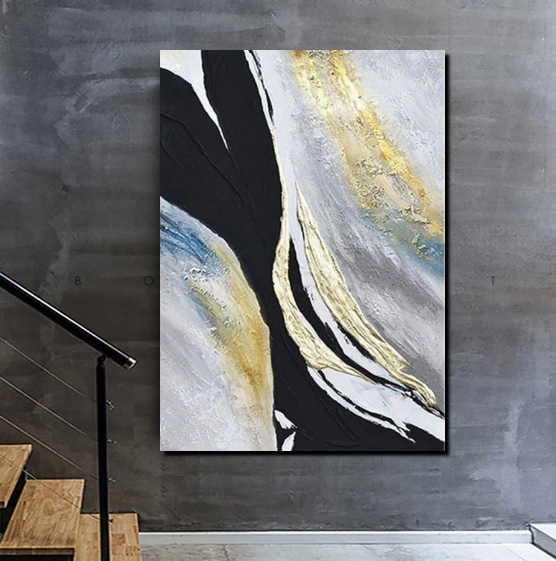 Abstract Black Acrylic Wall Art - Large Modern Canvas Painting for Bedroom Decor | Contemporary Simple Artwork | Perfect for Living Room, Office & Home Interior Design