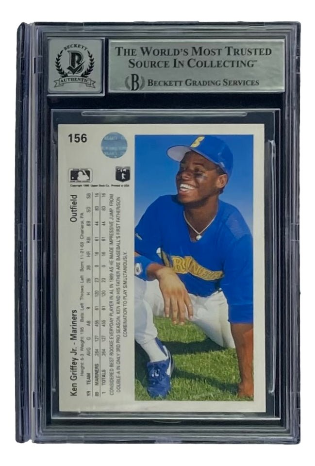 Ken Griffey Jr Signed 1990 Upper Deck #156 Rookie Card - Seattle Mariners - BAS Graded 10 Gem Mint - Perfect for Baseball Memorabilia Collections & Sports Fan Gifts