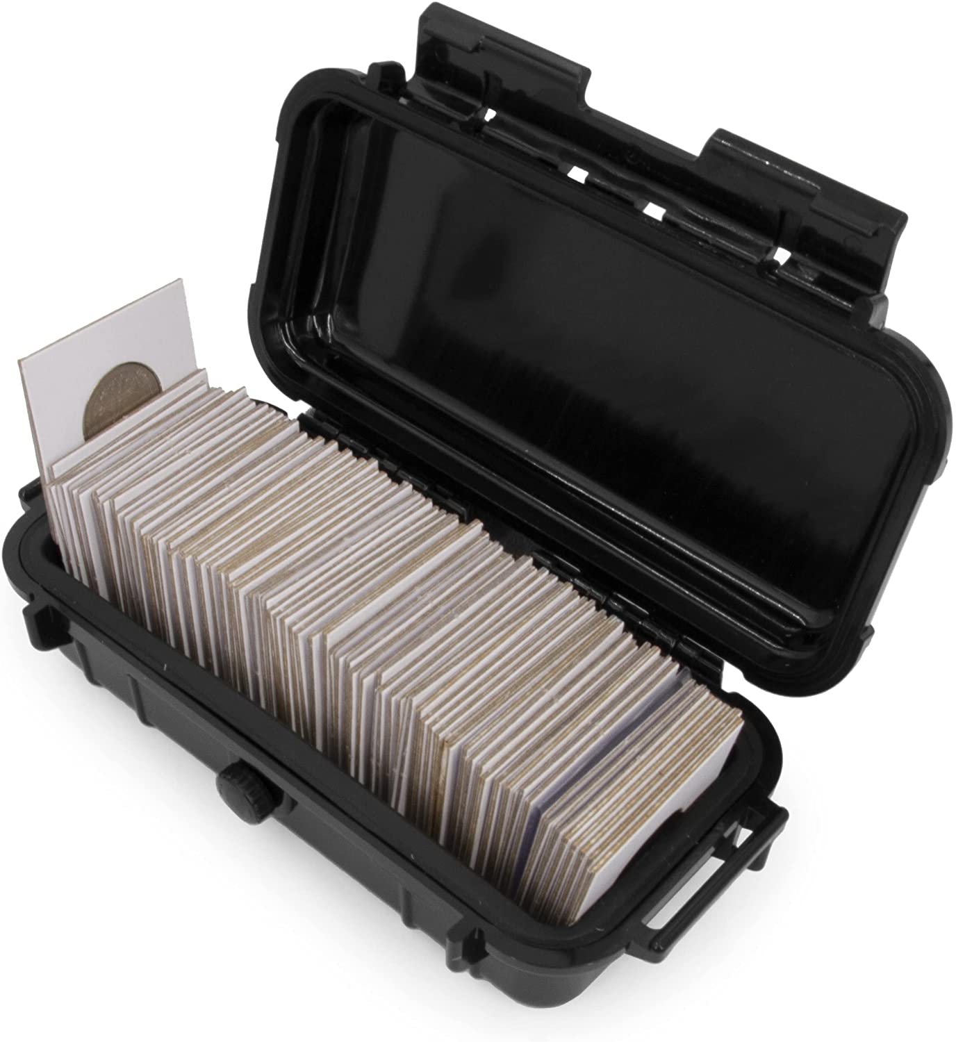 CASEMATIX Airtight Moisture Resistant Coin Storage Box - Holds 2x2 Coin Flips & Coin Collection Supplies (Flips Not Included) | Perfect for Coin Collectors, Numismatic Storage & Long-Term Preservation