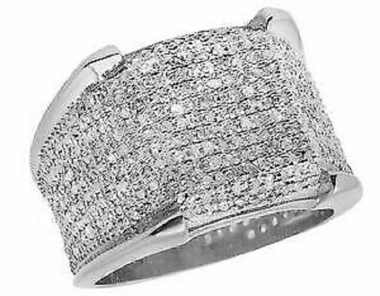 14K White Gold Over Sterling Silver Round Cut White Diamond Pinky Ring for Men - Iced Out Wedding Band, Anniversary Gift, Party & Formal Wear Jewelry