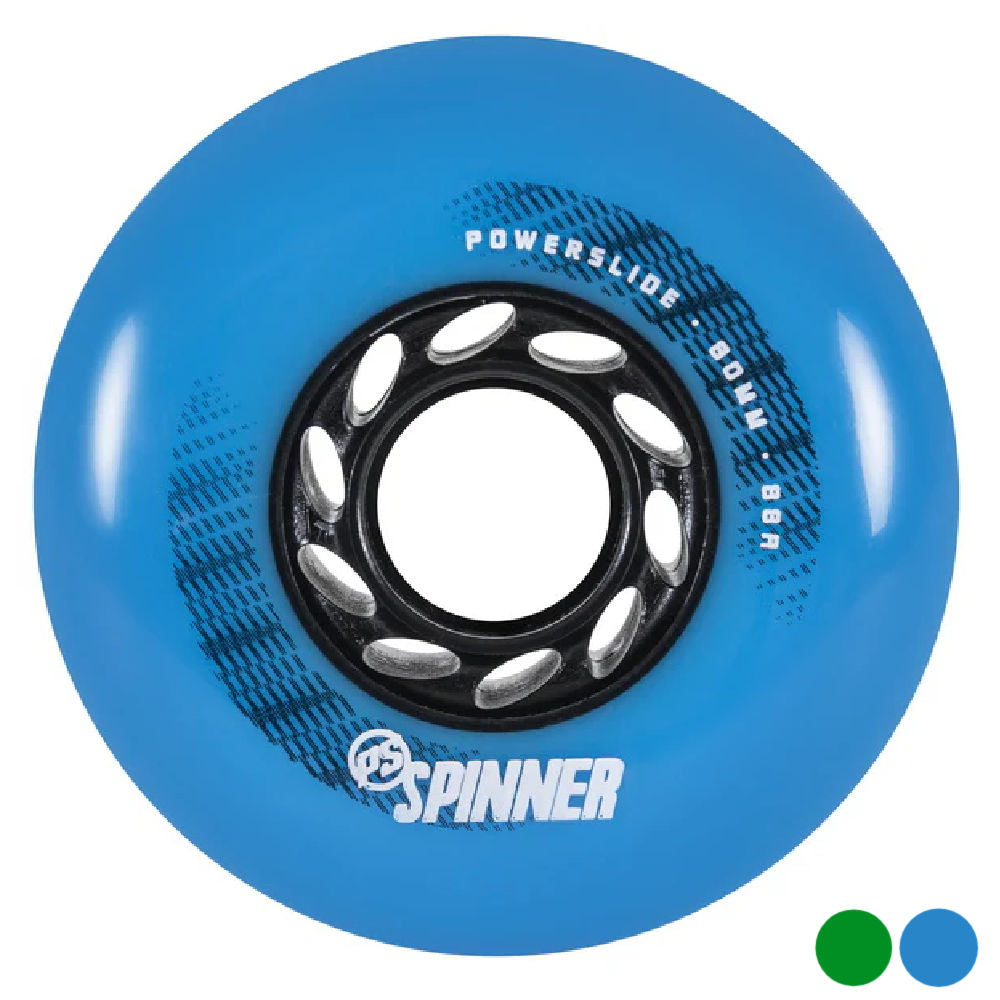 Powerslide Spinner Wheels 80mm 88a - Set of 4 High-Performance Skate Wheels for Aggressive Inline Skating and Rollerblading