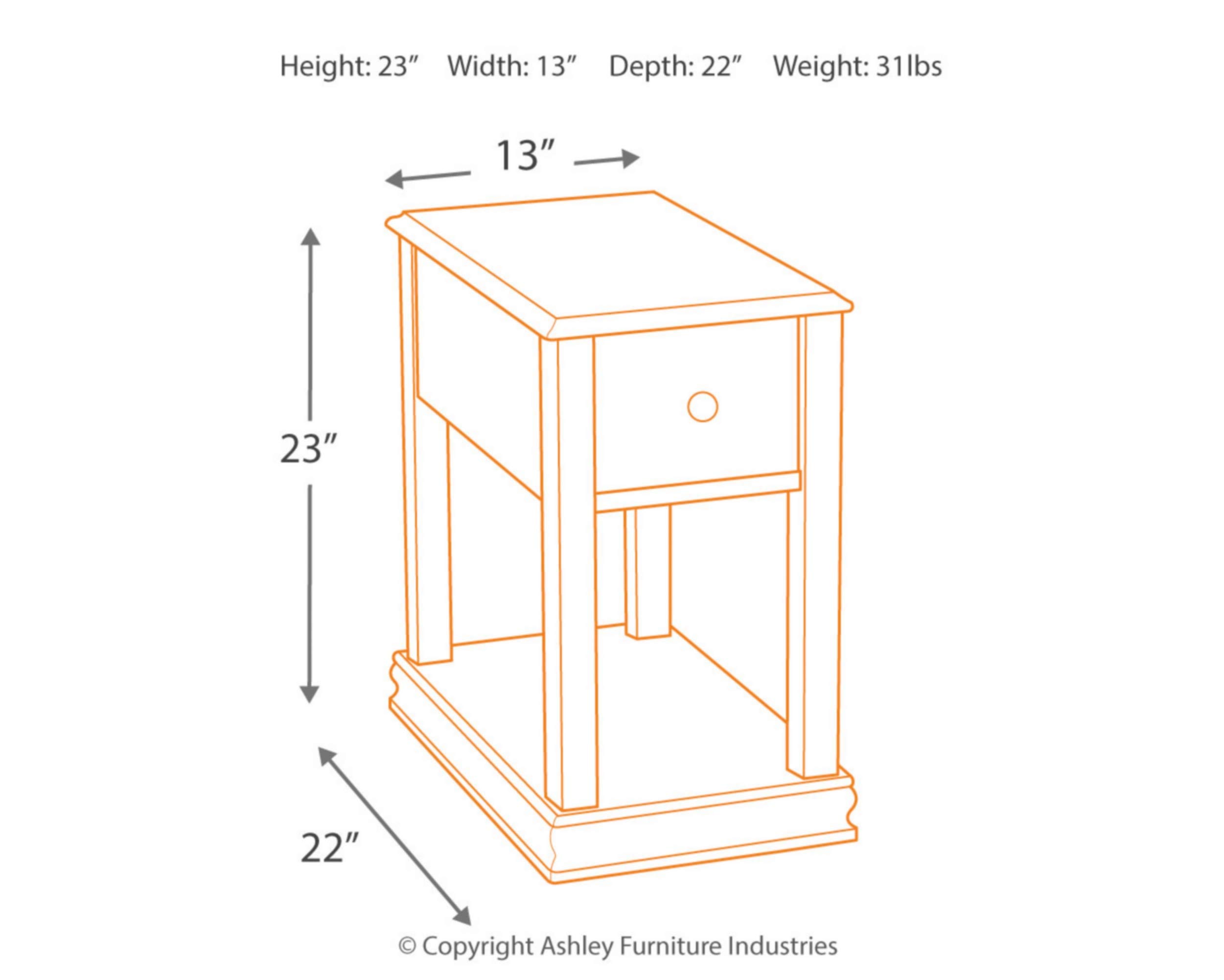 Signature Design by Ashley Breegin Traditional Wooden Side End Table - Brown Accent Table for Living Room, Bedroom & Office - Sturdy Wood Nightstand with Classic Design for Home Decor