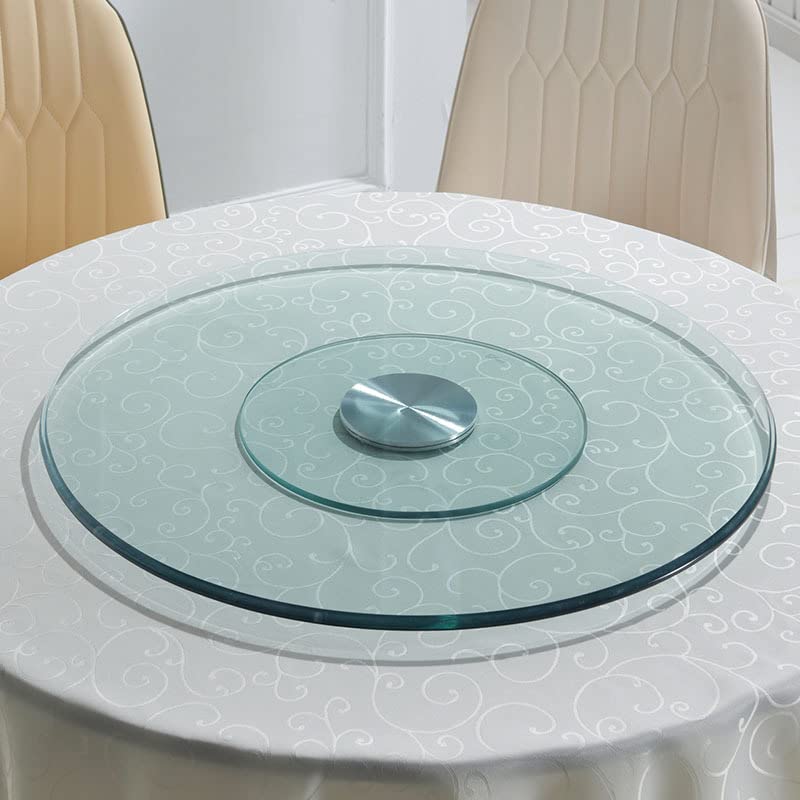 Premium 50cm Tempered Glass Lazy Susan Turntable - Round Rotating Serving Tray with Smooth Aluminum Alloy Bearing for Dining Table, Kitchen Counter, Buffet Display, and Party Serving (dbxue-003)