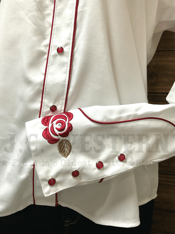 Women's Long Sleeve Western Shirt with Embroidery - White - Perfect for Rodeo, Country Music Concerts & Cowgirl Fashion