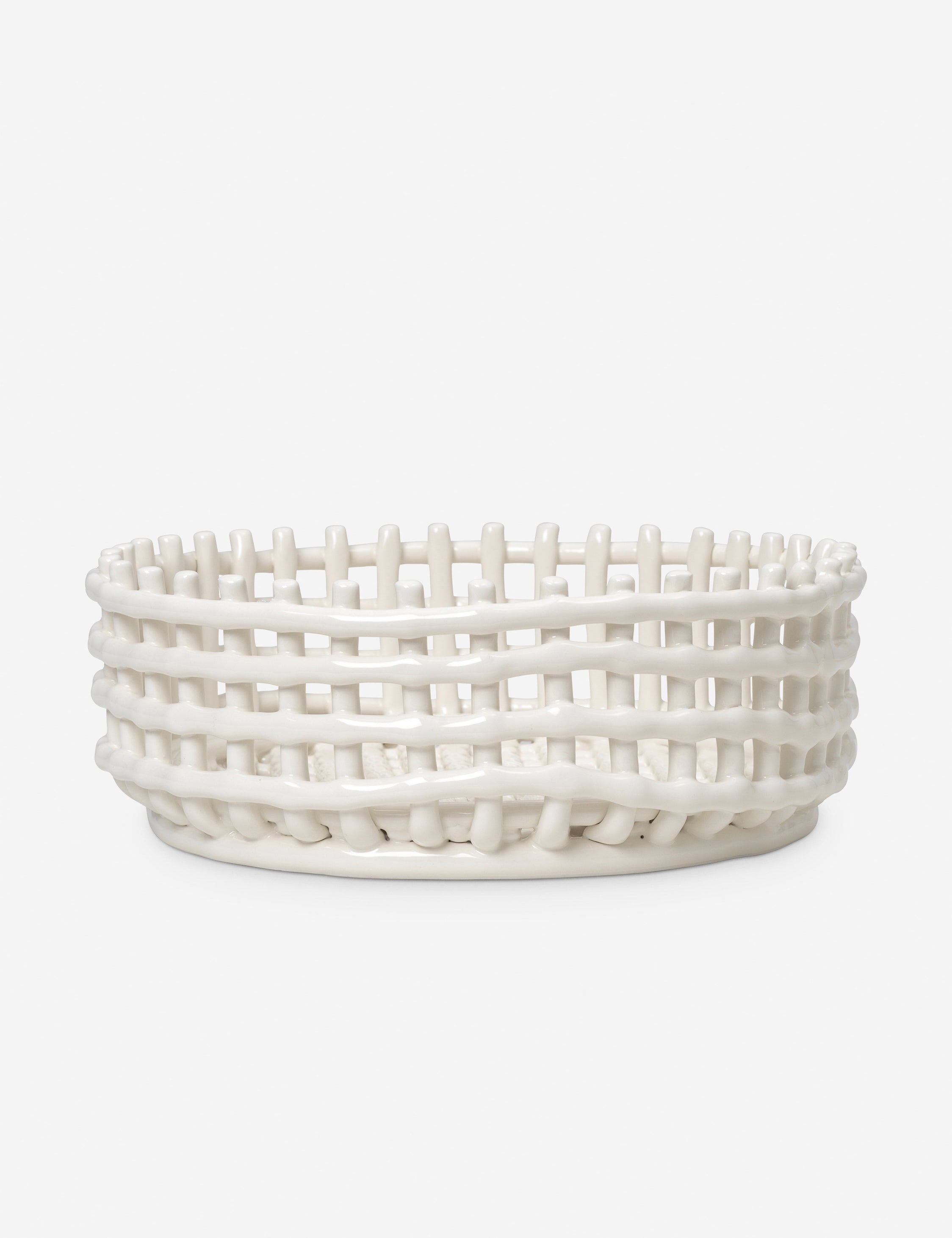 Ferm Living Ceramic Basket - Handmade Decorative Storage for Home & Office | Perfect for Organizing Fruits, Keys, and Small Items