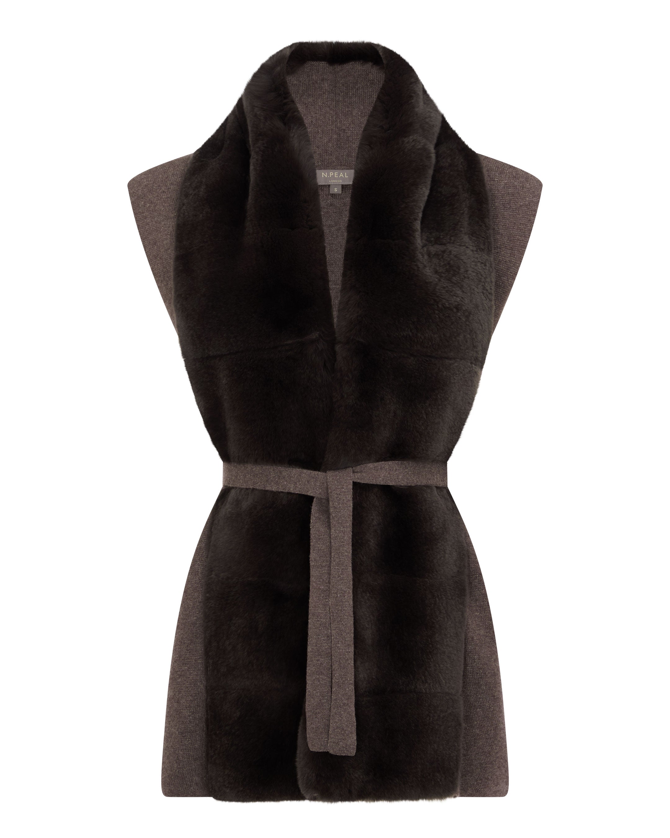Women's Lola Fur Placket Cashmere Gilet in Biscotti Brown | Warm Winter Vest for Layering & Outdoor Activities