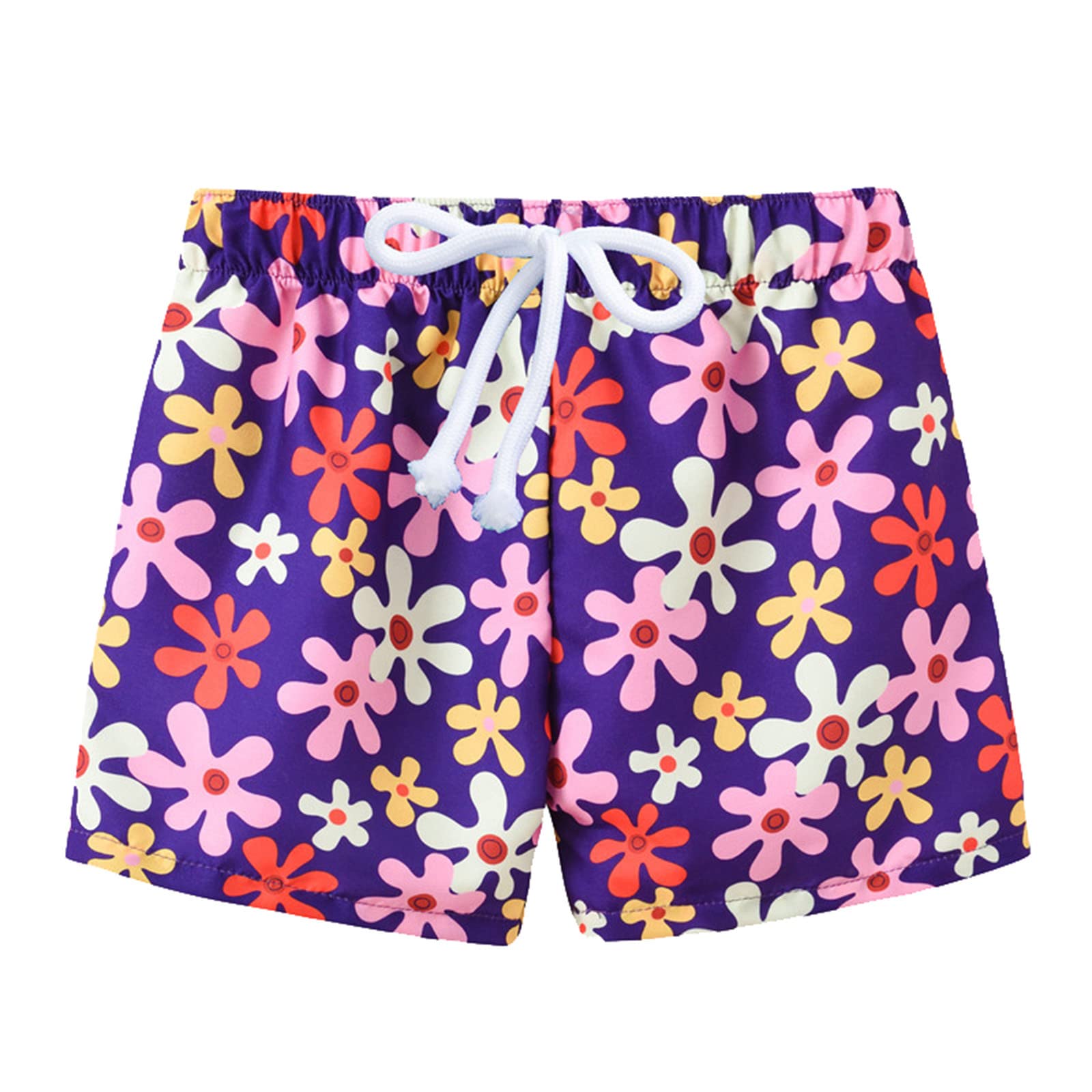 Wonder Nation Girls & Boys Cartoon Floral Printed Sport Shorts - Toddler Kids Athletic Shorts for Playground, Beach & Casual Wear (12 Months)