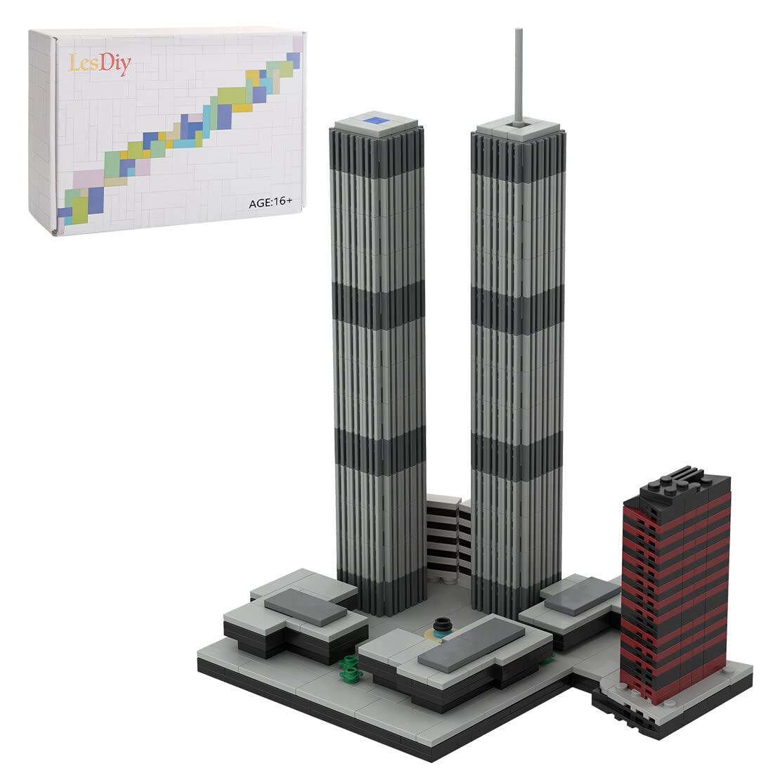 Yegan 1:2000 Micro World Trade Center (1973-2001) Building Blocks Set - 854-Piece MOC DIY Architecture Model Compatible with Lego | Creative Simulation Micro Scene Collection | Perfect for Architecture Enthusiasts & History Lovers