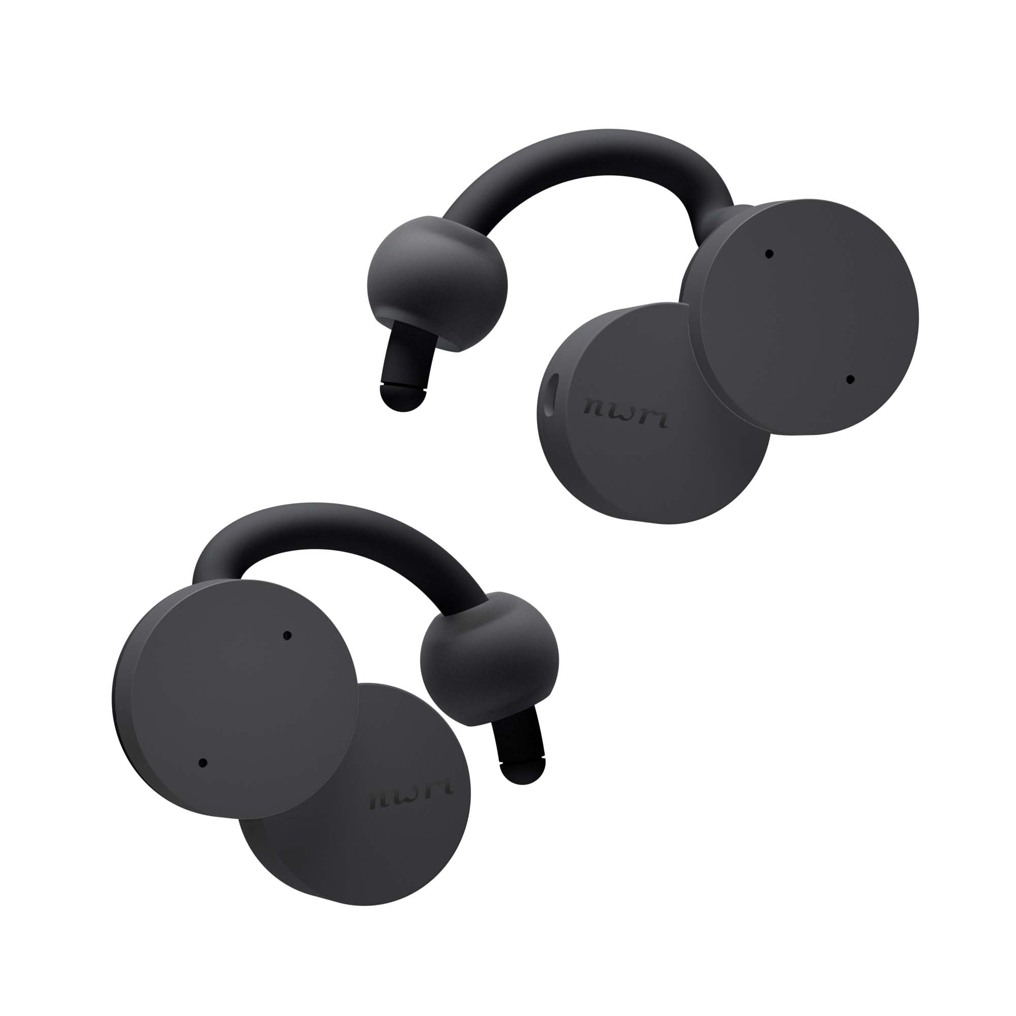 NWM DOTS Wireless Open-Ear Headphones with PSZ Technology - Bone Conduction Alternative | Minimal Sound Leakage | Built-in Mic | Japan Design | Charcoal Black | Perfect for Running, Cycling & Office Use