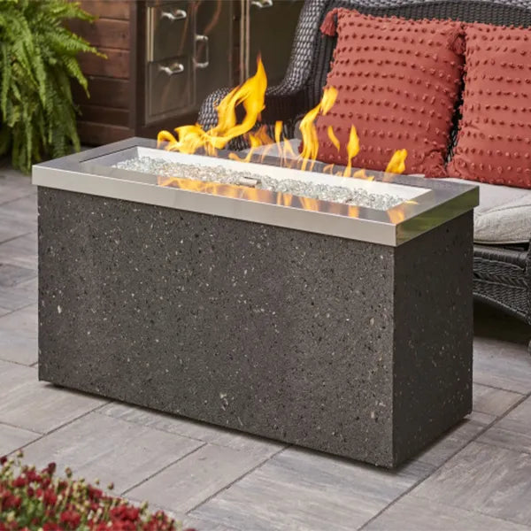 Outdoor GreatRoom Company Key Largo 54-Inch Linear Gas Fire Pit Table with 42-Inch Crystal Fire Burner - Stainless Steel Fire Pit for Patio, Backyard & Outdoor Living (Model KL 1242 SS)