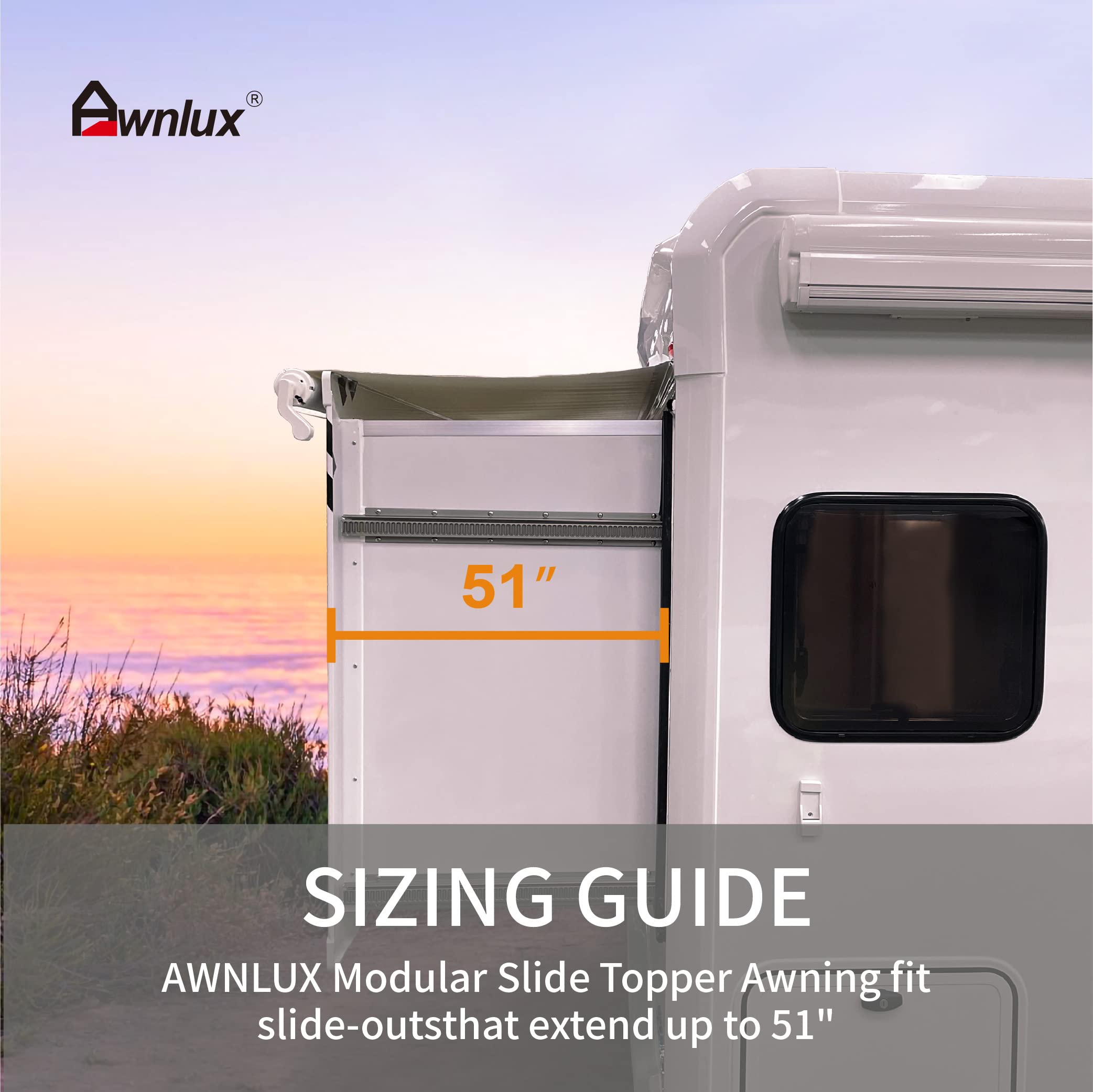Awnlux White Modular Slide Topper Awning for RVs - 6' (5'7