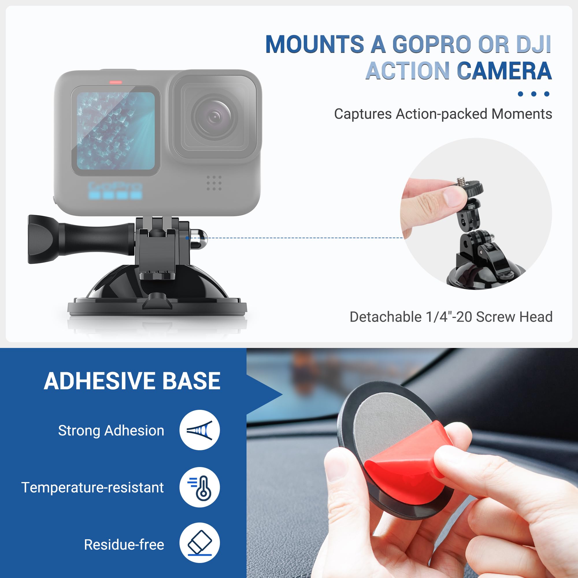 JJC Suction Cup Microphone Stand with LED Light & 1/4