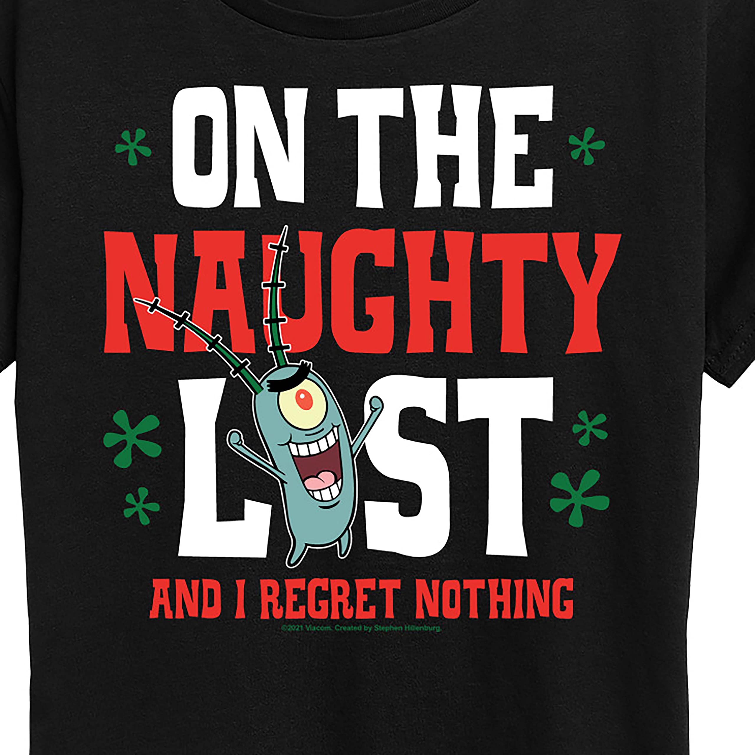 HYBRID APPAREL Spongebob Squarepants Plankton Naughty List Women's Lightweight French Terry Pullover Hoodie - Funny Cartoon Sweatshirt for Women, Gift for Nickelodeon Fans, Perfect for Casual Wear & Christmas Parties