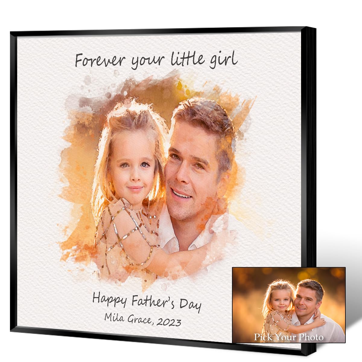 Custom Personalized Canvas Print Gift for Mom & Dad - Mother's Day, Father's Day, Birthday from Daughter or Son - 16x20 Inch Framed Wall Art Decor with Your Photos - Perfect for Home, Office, Wedding & Anniversary Gifts