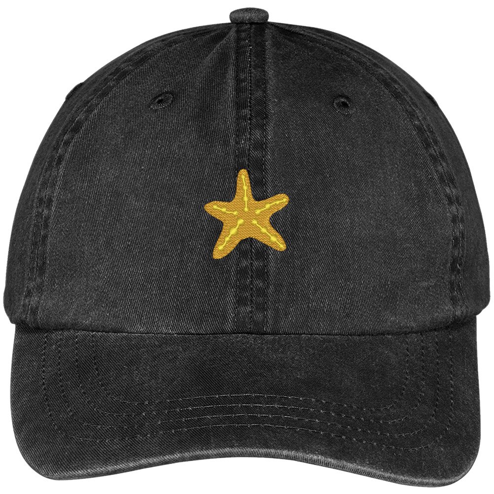 Trendy Small Starfish Embroidered Cotton Baseball Cap for Women & Men - Soft Washed Vintage Style Hat for Beach, Summer Outfits and Casual Wear