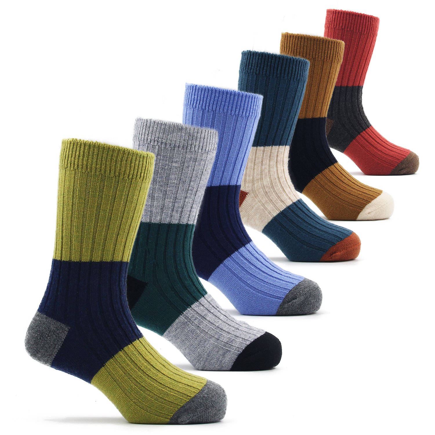HowJoJo Boys Wool Socks - 6 Pack Kids Winter Warm Thermal Crew Socks for School, Outdoor & Snow Activities | Soft & Cozy Cold Weather Socks